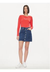 Pepe Jeans Bluzka New Virginia PL505203 Czerwony Slim Fit. Kolor: czerwony. Materiał: bawełna
