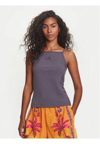 Adidas - adidas Top ALL SZN Rib JJ1223 Szary Slim Fit. Kolor: szary. Materiał: bawełna