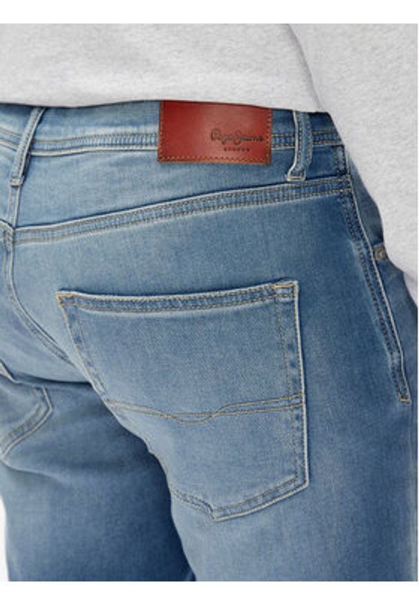 Pepe Jeans Szorty jeansowe PM801075 Niebieski Slim Fit. Kolor: niebieski. Materiał: bawełna