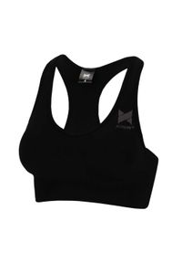 BLACK SNAKE - Damski crop top typu racerback, biustonosz sportowy, bustier, czarny. Kolor: czarny. Materiał: poliamid, elastan. Sport: fitness