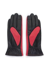 Wittchen - Damskie rękawiczki z dwóch kolorów skóry czerwono-czarne. Kolor: wielokolorowy, czarny, czerwony. Materiał: skóra #3