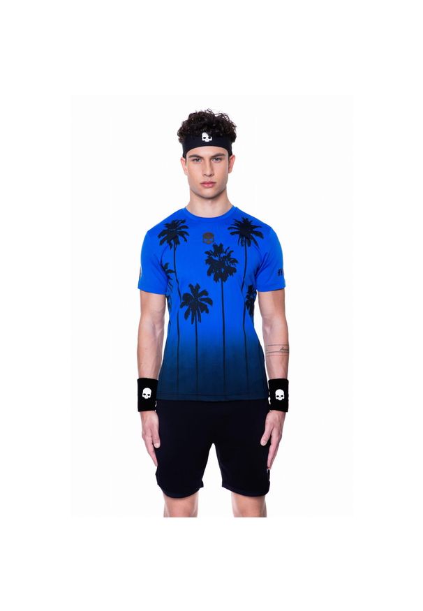 HYDROGEN - Koszulka tenisowa męska z krótkim rękawem Hydrogen Palm tech tee. Kolor: niebieski, wielokolorowy, czarny. Długość rękawa: krótki rękaw. Długość: krótkie. Sport: tenis