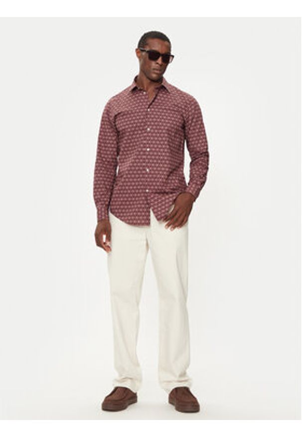 United Colors of Benetton - United Colors Of Benetton Koszula 56UAUQ04A Bordowy Regular Fit. Kolor: czerwony. Materiał: bawełna