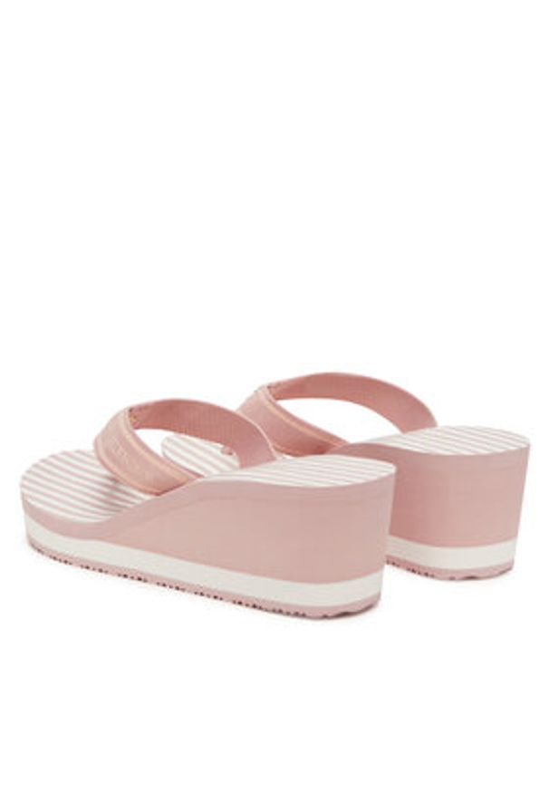 TOMMY HILFIGER - Tommy Hilfiger Japonki Th Stripes Wedge Beach Sandal FW0FW08521 Różowy. Kolor: różowy. Materiał: materiał