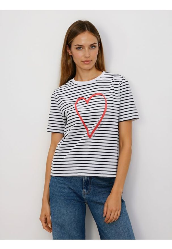 Reserved - T-shirt z sercem - wielobarwny. Materiał: bawełna