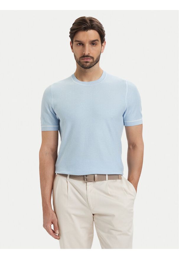 BOSS Sweter H-Nalon 50560482 Niebieski Regular Fit. Kolor: niebieski. Materiał: bawełna