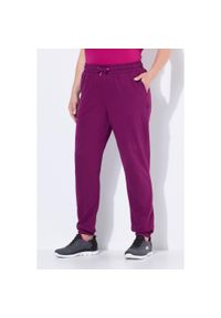 ULLA POPKEN - Damskie Spodnie dresowe lamówka z boku elastyczny ściągacz elastyczny dół. Kolekcja: plus size. Kolor: różowy. Materiał: materiał, poliester, bawełna