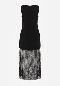 Renee - Czarna Sukienka Wieczorowa Bez Rękawów z Koronką u Dołu Moaviie. Okazja: na studniówkę, na ślub cywilny, na wesele, na imprezę. Kolor: czarny. Materiał: koronka. Długość rękawa: bez rękawów. Wzór: koronka. Styl: wizytowy #3