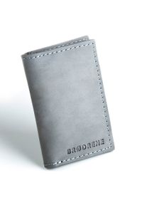 Skórzany cienki portfel slim wallet BRODRENE SW03 szary. Kolor: szary. Materiał: skóra #1