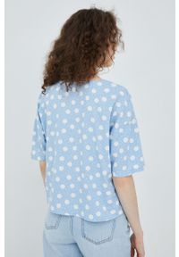 Vero Moda koszula z domieszką lnu damska relaxed. Kolor: niebieski. Materiał: len. Długość rękawa: krótki rękaw. Długość: krótkie #3