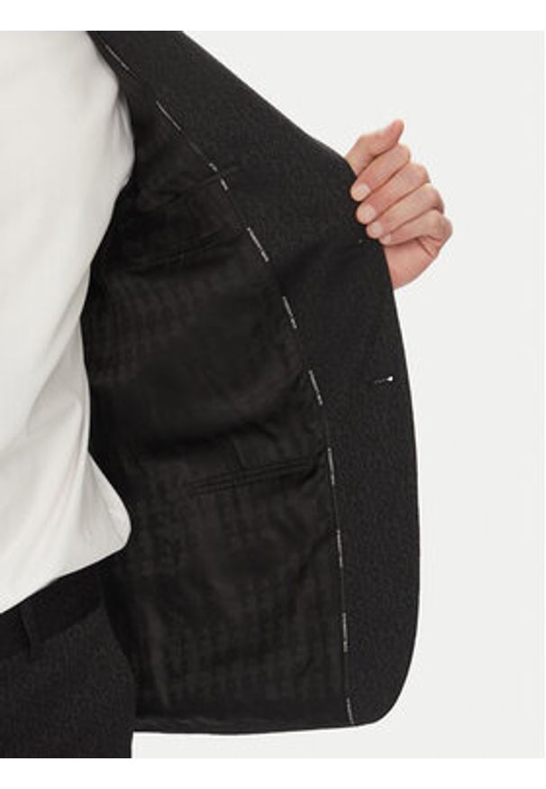 Karl Lagerfeld - KARL LAGERFELD Marynarka 155244 552042 Czarny Regular Fit. Typ kołnierza: dekolt w karo. Kolor: czarny. Materiał: syntetyk, bawełna