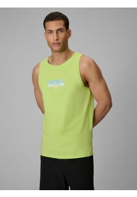 4f - 4F Koszulka bez rękawów regular z nadrukiem męska - zielona XXL. Kolor: zielony. Materiał: dzianina, bawełna. Długość rękawa: bez rękawów. Wzór: nadruk. Sezon: lato #1