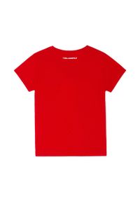 Karl Lagerfeld T-shirt bawełniany dziecięcy kolor czerwony. Okazja: na co dzień. Kolor: czerwony. Materiał: bawełna. Wzór: nadruk. Styl: casual #3