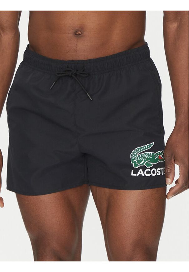 Lacoste Szorty kąpielowe MH6912 Czarny Regular Fit. Kolor: czarny. Materiał: syntetyk