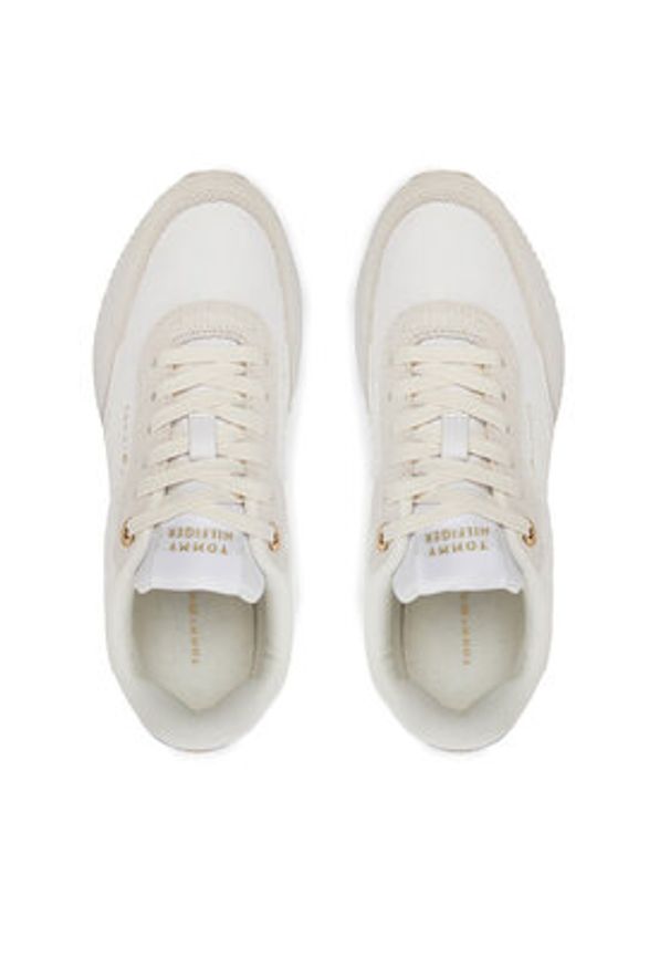 TOMMY HILFIGER - Tommy Hilfiger Sneakersy Essential Runner FW0FW08332 Biały. Kolor: biały. Materiał: skóra, zamsz
