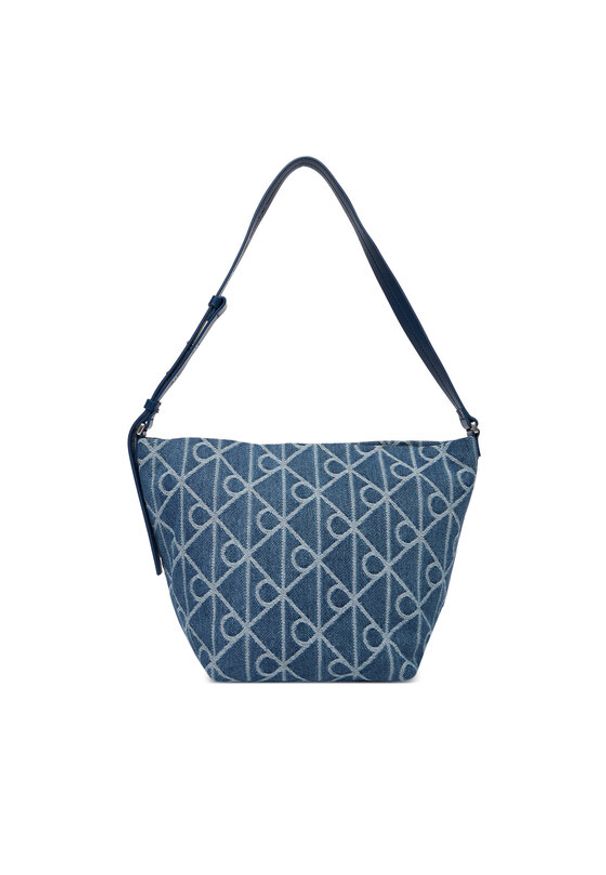 Calvin Klein Torebka Emblem Aop Denim Bucket LV04F3432G Niebieski. Kolor: niebieski