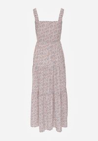 Renee - Jasnobeżowa Rozkloszowana Sukienka w Kwiaty na Ramiączkach Malaisia. Okazja: na spacer. Kolor: beżowy. Długość rękawa: na ramiączkach. Wzór: kwiaty. Sezon: wiosna, lato. Styl: elegancki #8