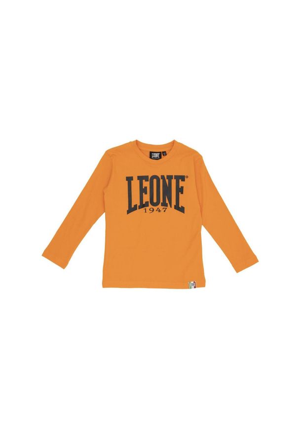 LEONE 1947 APPAREL - Dziecięcy t-shirt basic Leone z długim rękawem. Kolor: pomarańczowy. Długość rękawa: długi rękaw. Długość: długie. Sport: joga i pilates