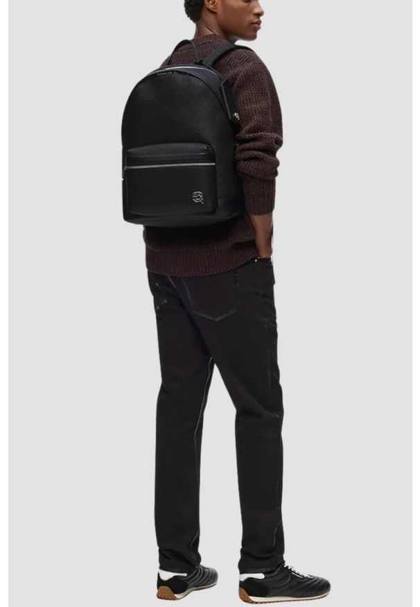 Karl Lagerfeld - KARL LAGERFELD Czarny plecak męski ze skóry ekologicznej Ikon. Kolor: czarny. Materiał: skóra ekologiczna. Styl: casual, elegancki