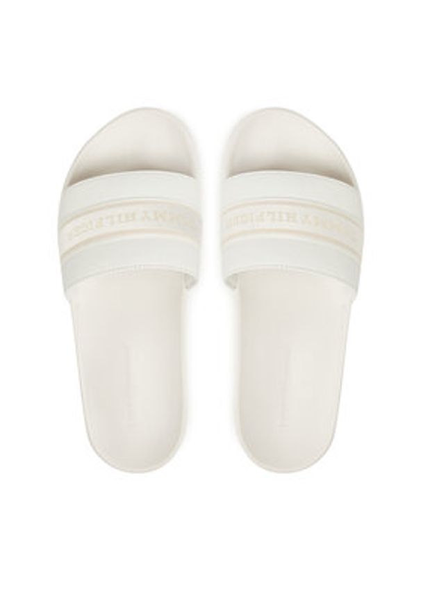 TOMMY HILFIGER - Tommy Hilfiger Klapki Hilfiger Poolside With Webbing FW0FW08529 Biały. Kolor: biały. Materiał: skóra