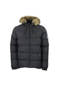 PEAK MOUNTAIN - Kurtka puchowa damska z kapturem i futrem Peak Mountain. Typ kołnierza: kaptur. Kolor: czarny. Materiał: futro, puch #1