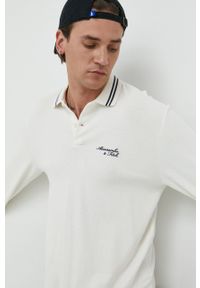 Abercrombie & Fitch longsleeve męski kolor beżowy gładki. Kolor: beżowy. Długość rękawa: długi rękaw. Długość: krótkie. Wzór: gładki #2