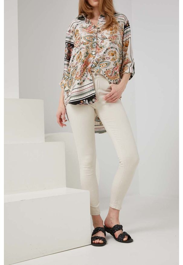 Answear Lab jeansy Premium Denim damskie kolor beżowy high waist. Stan: podwyższony. Kolor: beżowy. Styl: wakacyjny