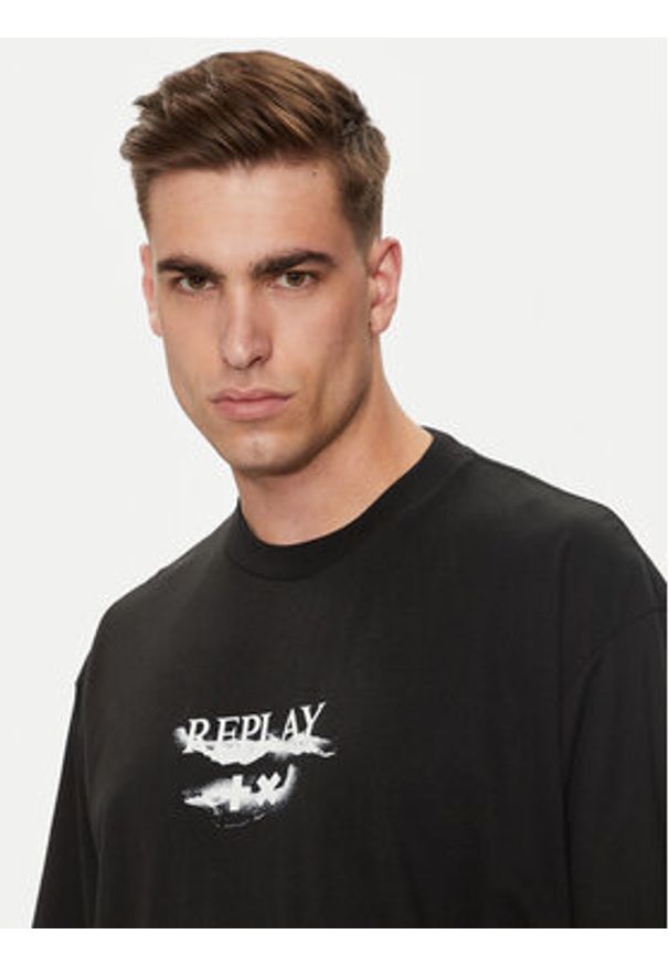 Replay T-Shirt MMG334.000.23454 Czarny Oversize. Kolor: czarny. Materiał: bawełna