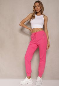 Renee - Fuksjowe Spodnie Dresowe Typu Joggery z Kieszeniami na Suwak Fellina. Okazja: na co dzień. Kolor: różowy. Materiał: dresówka. Styl: klasyczny, elegancki, casual #5