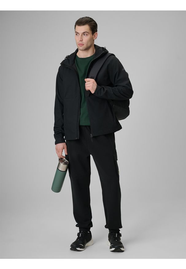 4f - 4F Kurtka softshell wiatroodporna membrana 8000 męska - czarna 3XL. Kolor: czarny. Materiał: softshell. Wzór: gładki