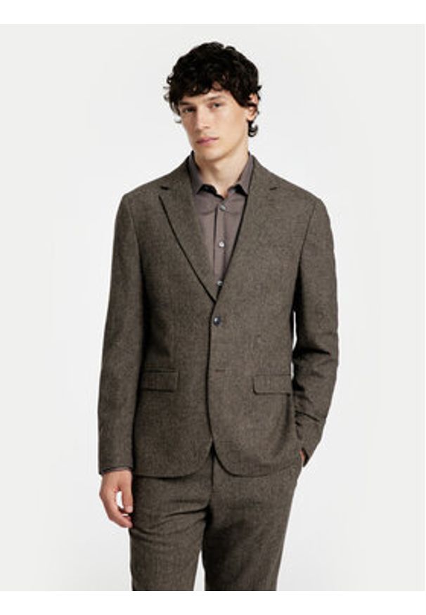 Selected Homme Koszula 16090212 Szary Slim Fit. Kolor: szary. Materiał: bawełna
