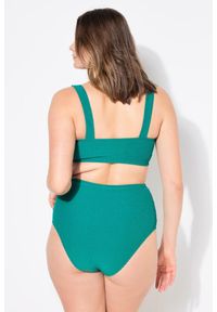 ULLA POPKEN - Damskie Figi od bikini figi wysoki stan fakturowany materiał. Stan: podwyższony. Kolekcja: plus size. Kolor: zielony. Materiał: elastan, poliester, materiał