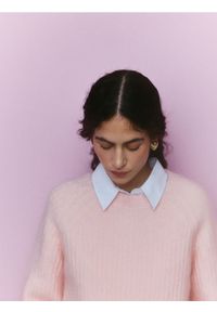 Reserved - Sweter z wełną i moherem - pastelowy róż. Kolor: różowy. Materiał: moher, wełna