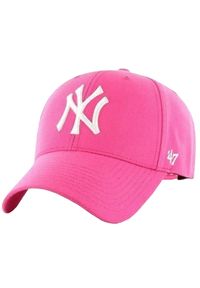 47 Brand - Czapka z daszkiem dziewczęca MLB New York Yankees Kids Cap. Kolor: różowy. Materiał: wełna, akryl