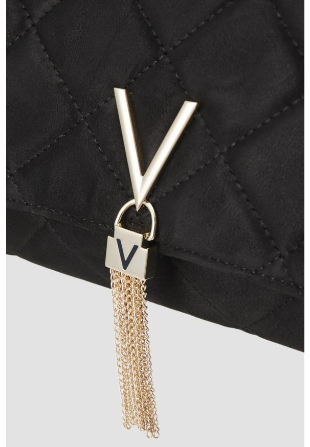 Valentino by Mario Valentino - VALENTINO Czarna damska torebka Charlotte Pochette. Kolor: czarny. Materiał: skórzane, zamszowe