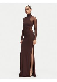 Elisabetta Franchi Sukienka wieczorowa AB-R22-62E2-V600 Brązowy Slim Fit. Kolor: brązowy. Materiał: wiskoza. Styl: wizytowy #1