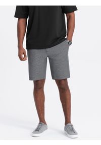 Ombre Clothing - Męskie spodenki wykonane z dwukolorowej melanżowej dzianiny - czarne V2 - Rozmiar: M. Okazja: na co dzień. Kolor: czarny. Materiał: dzianina. Wzór: melanż. Styl: casual
