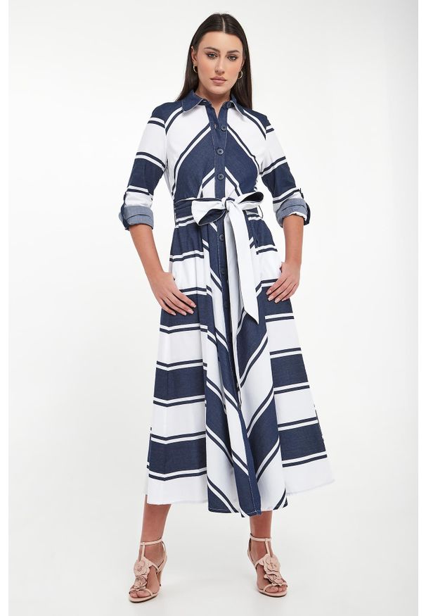 Joseph Ribkoff - Sukienka midi w paski JOSEPH RIBKOFF. Wzór: paski. Długość: midi