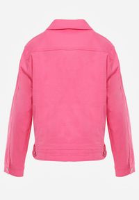 Renee - Fuksjowa Jeansowa Kurtka z Bawełny Perilopei. Okazja: na co dzień. Kolekcja: plus size. Kolor: różowy. Materiał: bawełna, jeans. Styl: casual #2