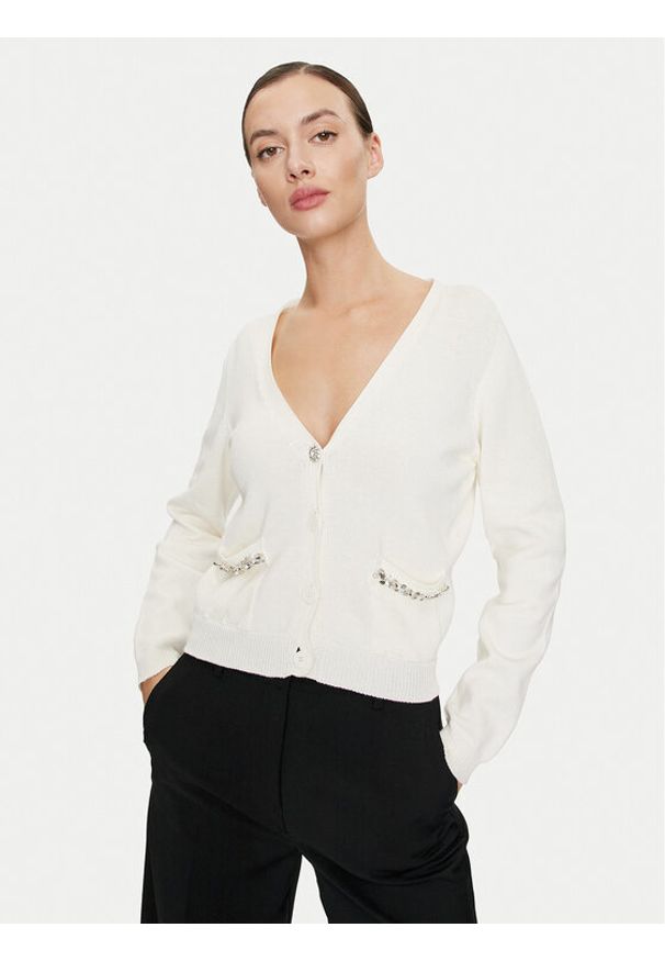 ViCOLO Kardigan 77107B Écru Relaxed Fit. Kolor: kremowy. Materiał: bawełna