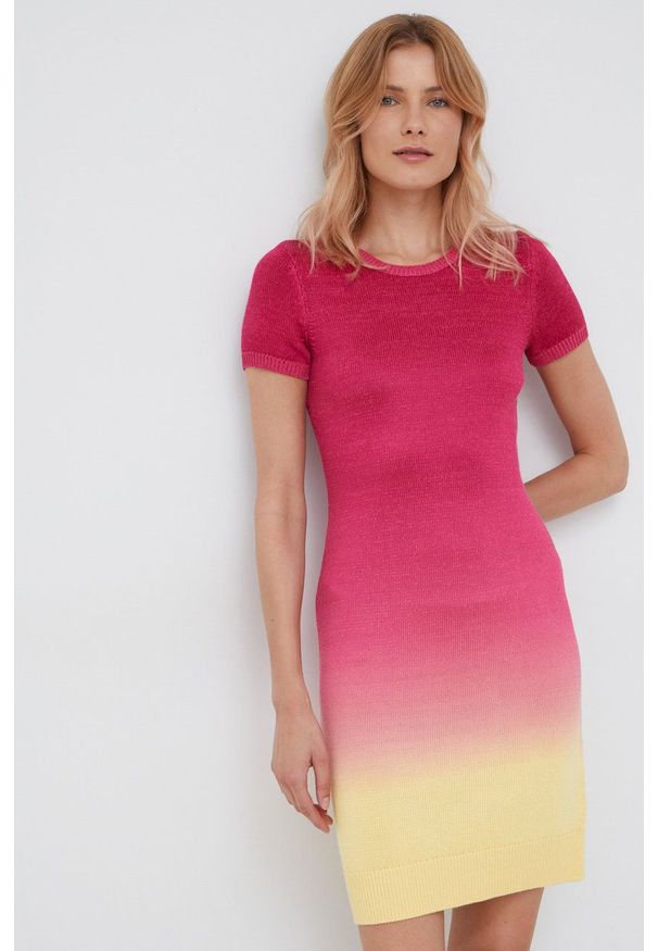 Lauren Ralph Lauren sukienka mini dopasowana. Materiał: dzianina. Długość rękawa: krótki rękaw. Typ sukienki: dopasowane. Długość: mini