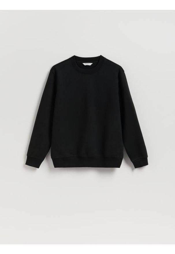 Reserved - Gładka bluza z bawełną - czarny. Kolor: czarny. Materiał: bawełna. Wzór: gładki