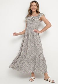 Born2be - Fioletowa Sukienka Ozdobiona Falbankami Folirae. Okazja: na spacer, na co dzień. Typ kołnierza: kołnierz z falbankami. Kolor: fioletowy. Wzór: aplikacja. Sezon: lato. Typ sukienki: sportowe. Styl: casual, sportowy #1