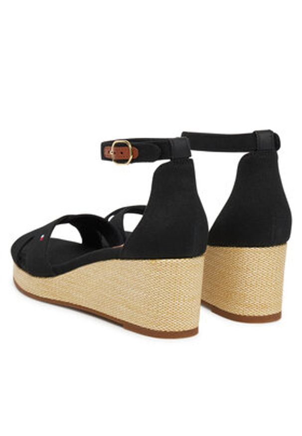 TOMMY HILFIGER - Tommy Hilfiger Espadryle Flag Criss-Cros Mid Wedge Espad FW0FW08481 Czarny. Kolor: czarny. Materiał: materiał