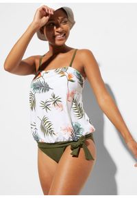 bonprix - Tankini bandeau (2 części) z odpinanymi ramiączkami. Kolor: biały. Długość rękawa: na ramiączkach #1