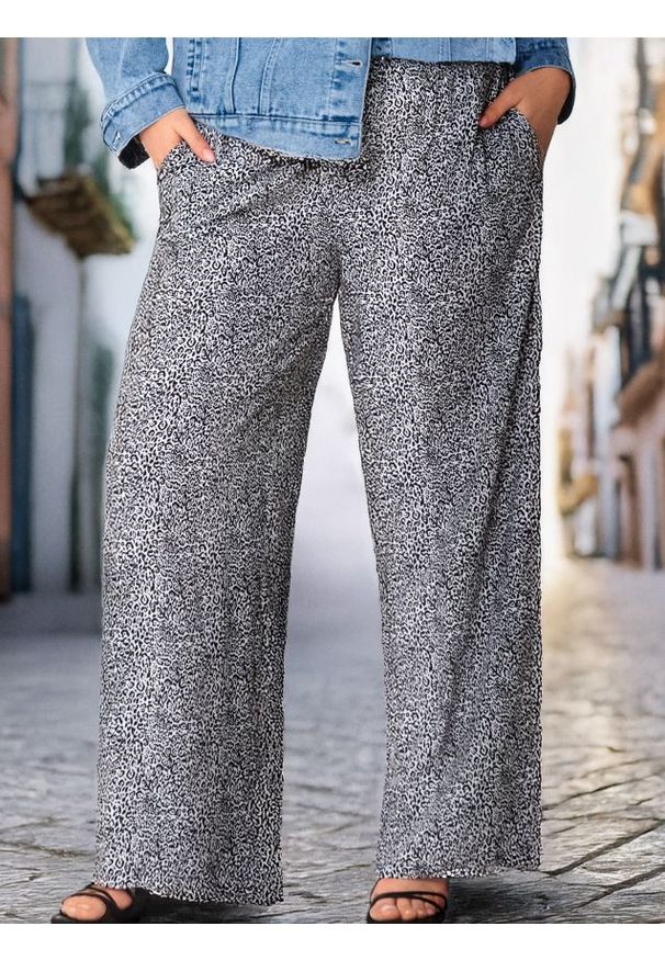 Sinsay - Wiskozowe spodnie wide leg PLUS SIZE - wielobarwny. Kolekcja: plus size. Materiał: wiskoza