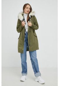 Guess parka damska kolor zielony przejściowa. Okazja: na co dzień. Kolor: zielony. Styl: casual #2