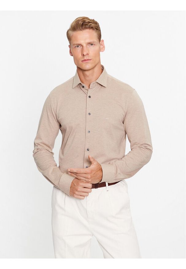 Michael Kors Koszula MD0MD91392 Beżowy Slim Fit. Kolor: beżowy. Materiał: bawełna