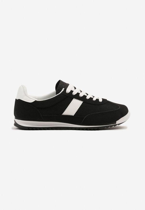 Renee - Czarne Sneakersy Ozdobione Paskiem Cleova. Okazja: na co dzień. Zapięcie: pasek. Kolor: czarny. Materiał: jeans. Wzór: aplikacja