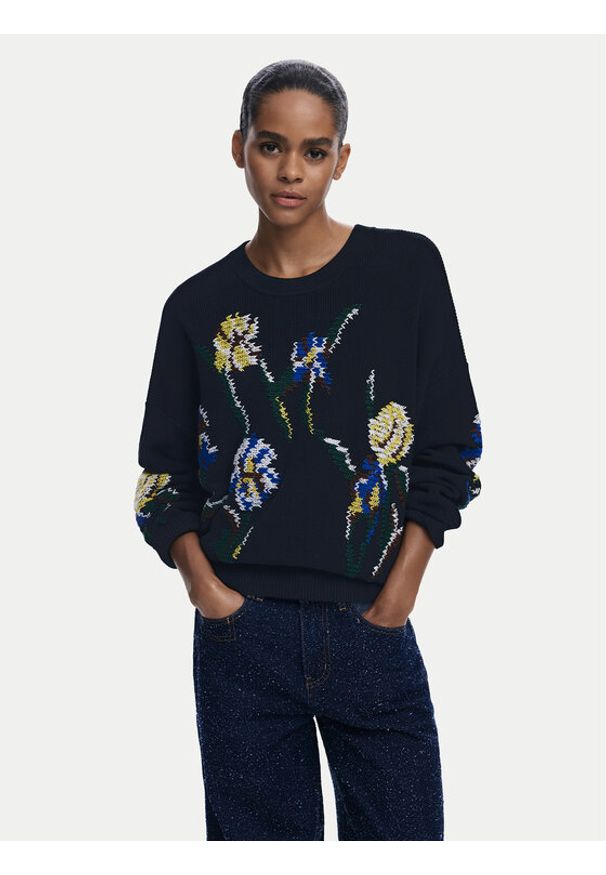 Desigual Sweter Cooper 25WWJF36 Czarny Regular Fit. Kolor: czarny. Materiał: bawełna